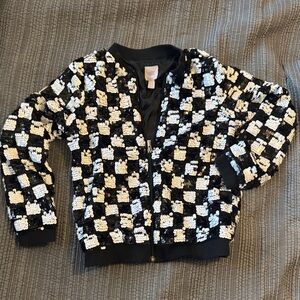 More Than Magic Black & White Sequin Zip Jacket